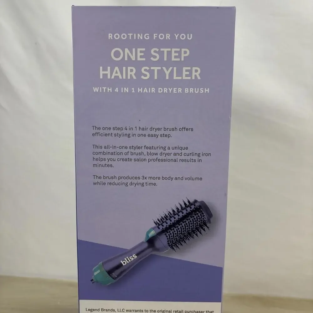 BLISS ONE STEP HAIR STYLER 4 IN 1 HAIR DRYER BRUSH PURPLE NEW - Picture 5 of 8